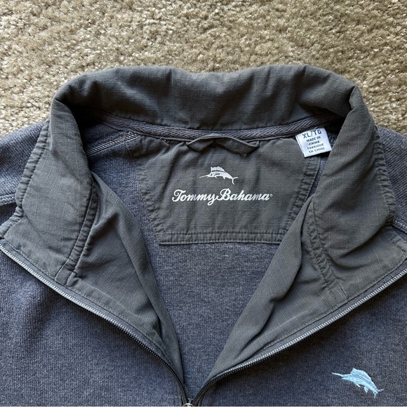 Tommy Bahama Tobago Bay Grey Quarter Zip Pullover Sweatshirt - Picture 4 of 6